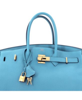 Birkin 35 Handbag Blue Togo with Gold Hardware