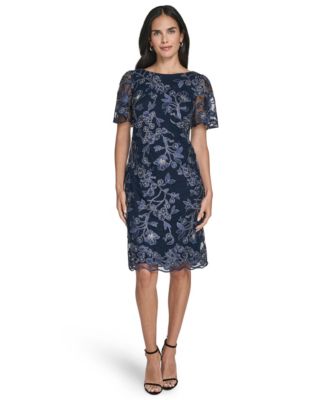 Jessica Howard - Petite Boat Neck Short Sheath Dress