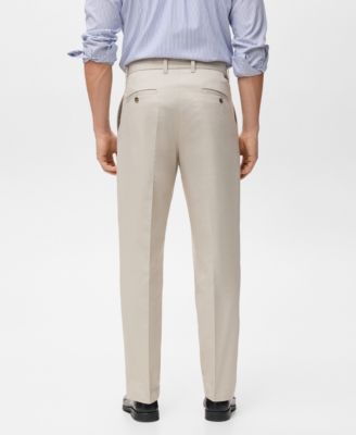 Men's Regular Fit Pleated Cotton Pants