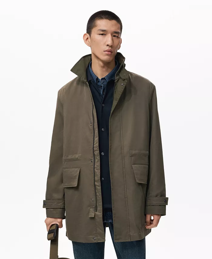 Men's Pockets Water Repellent Cotton Parka