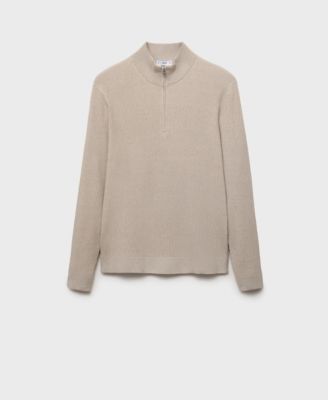 Men's Zip Neck Ribbed Sweater