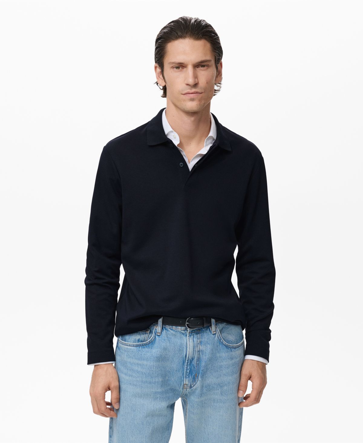 Мужской вязаный свитер поло обычного покроя