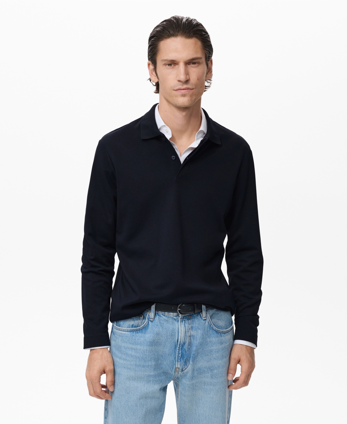Mango Men's Regular-Fit Knitted Polo Sweater