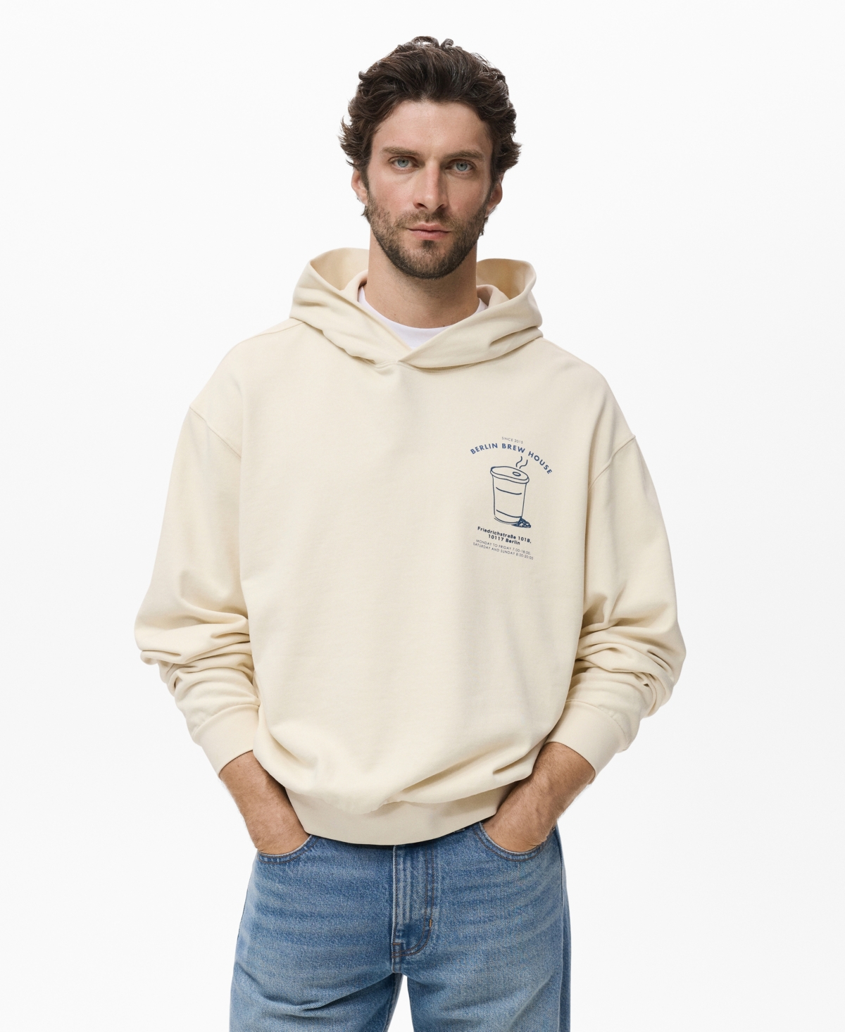 Mango Men's Graphic Hooded Sweatshirt