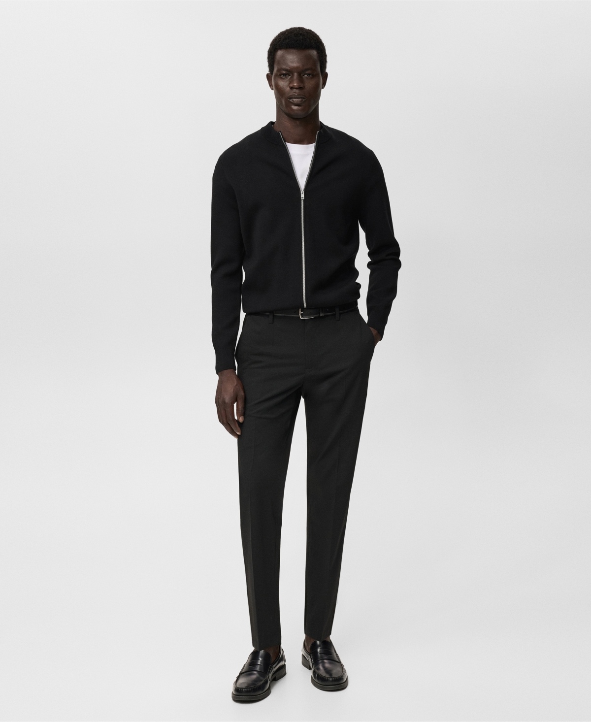 Mango Men's Zipped Knit Cardigan