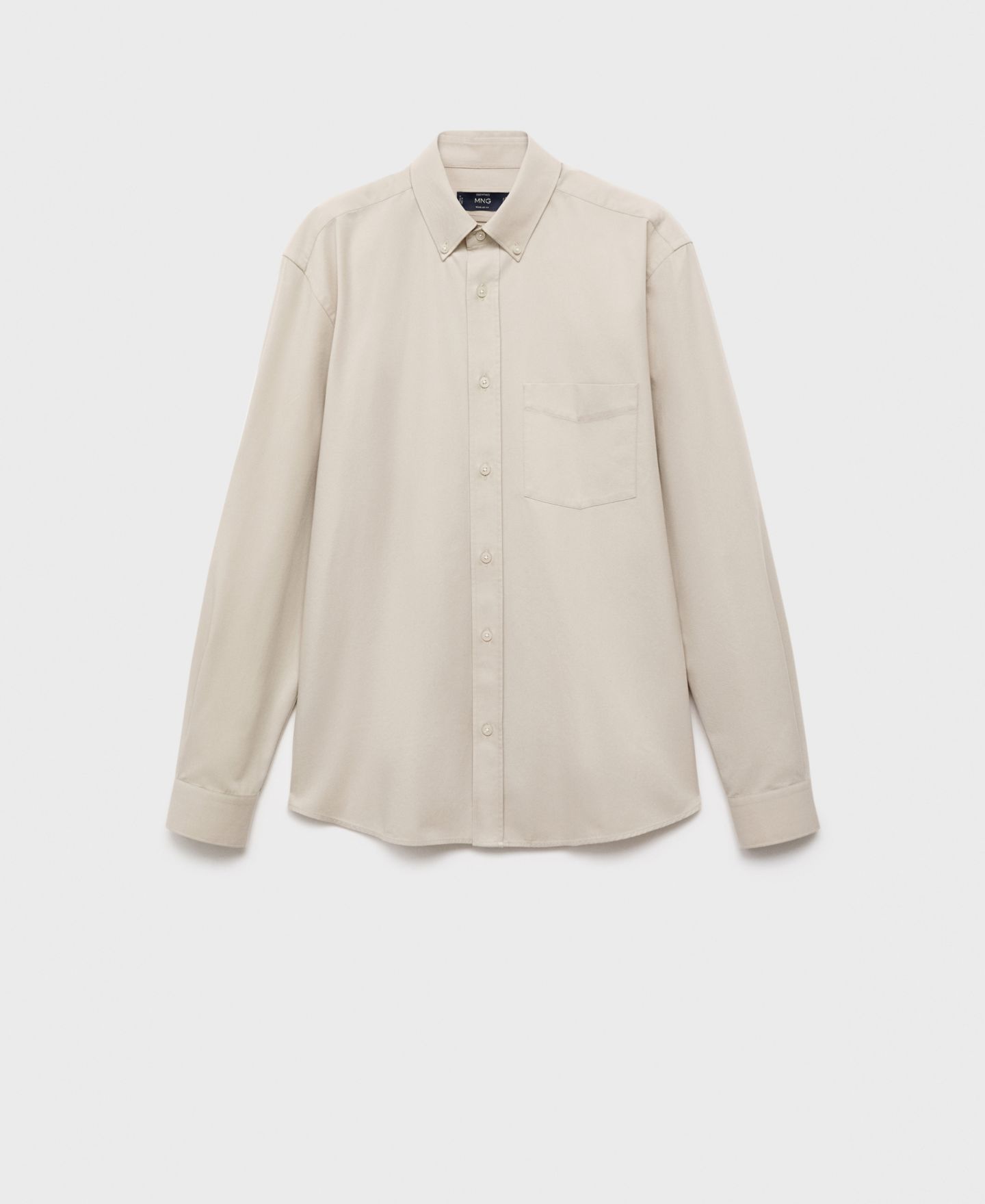Мужская рубашка Mango Cotton Regular Fit Pocket, цвет: Экрю — фото 7