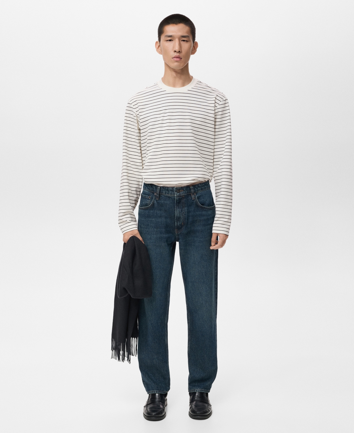 Mango Men's Striped Long Sleeves T-Shirt