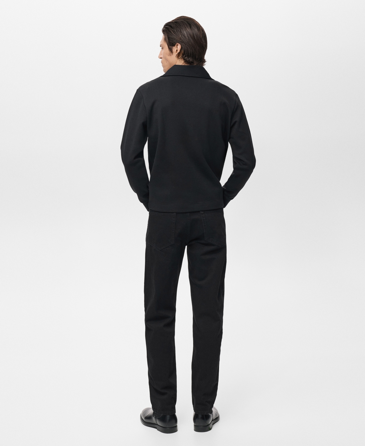 Mango Men's Zipper Neck Cotton Sweatshirt