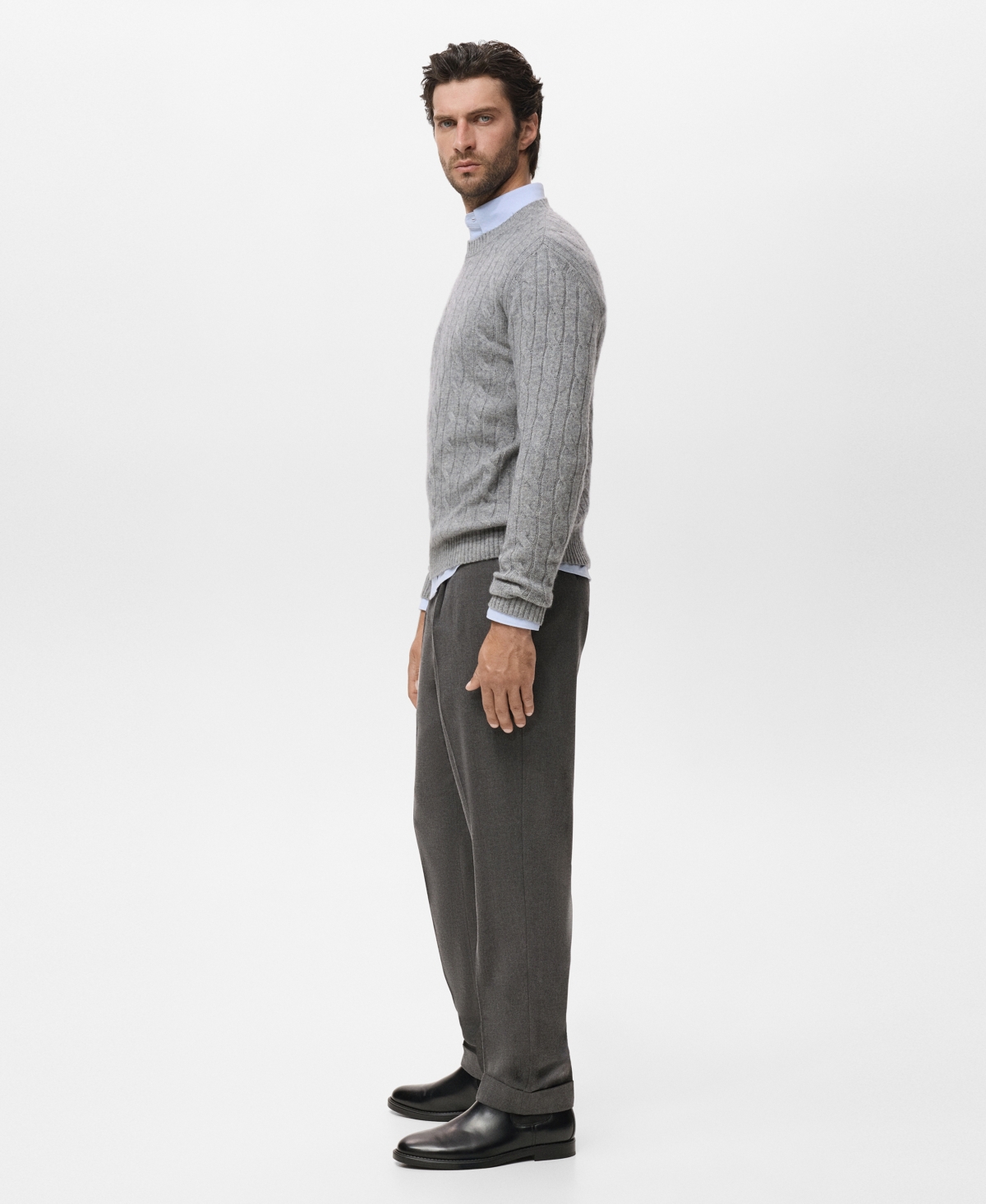 Mango Men's Wool Braided Sweater