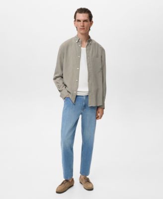 Men's Regular Fit Striped Print Shirt