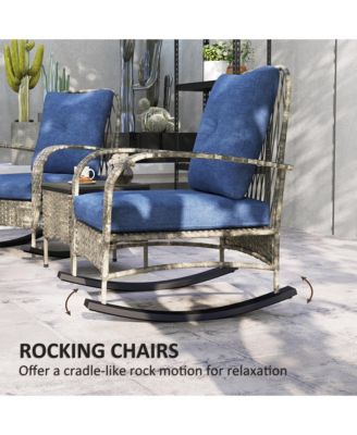 Patio Furniture Set, Rocking Chairs w/ Table, Cushion