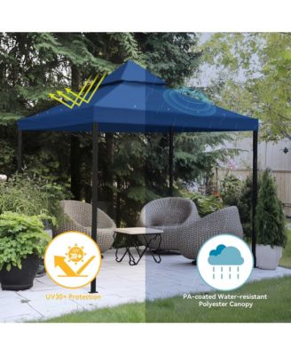 8x8Ft 2-Tier Gazebo Top Replacement UV30+ for Dual Tier Outdoor Patio Canopy Cover Party Yard Garden Navy Blue