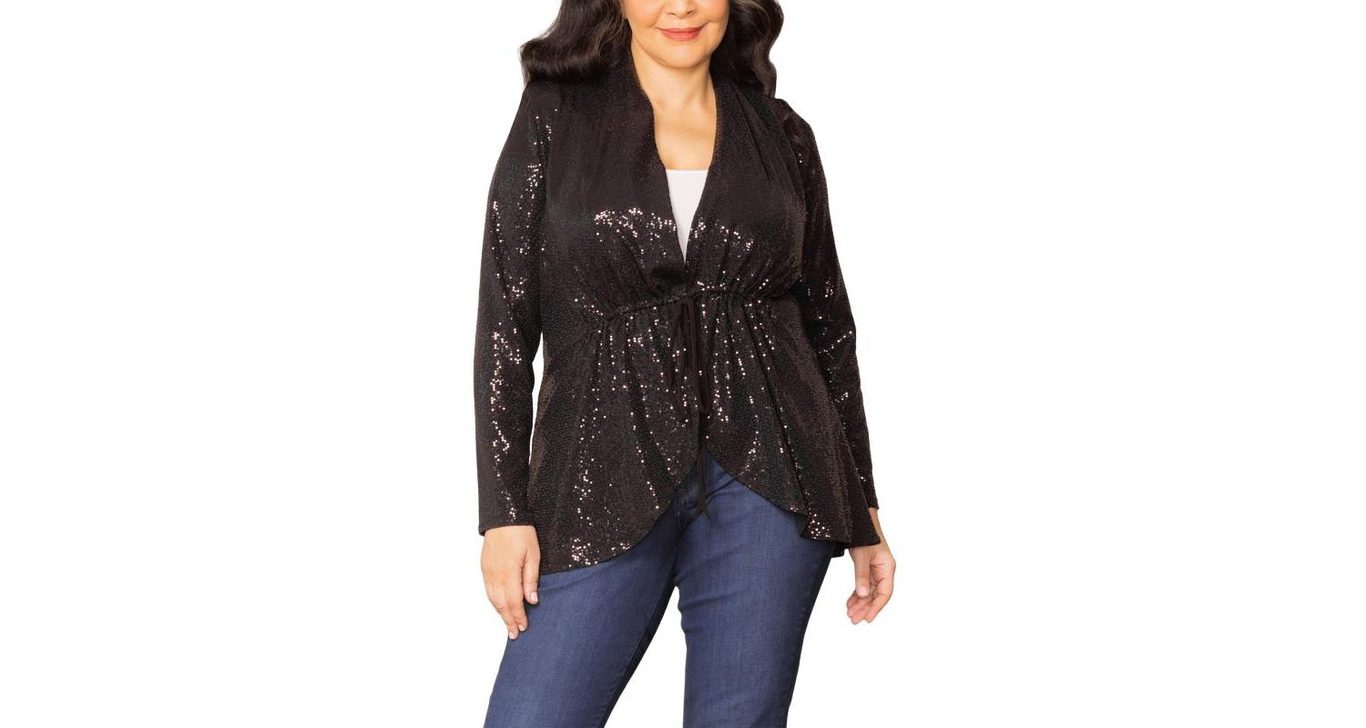 Plus Size Glitz and Glam Sequin Cardigan