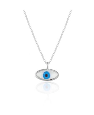 Glass Evil Eye Sterling Silver Necklace