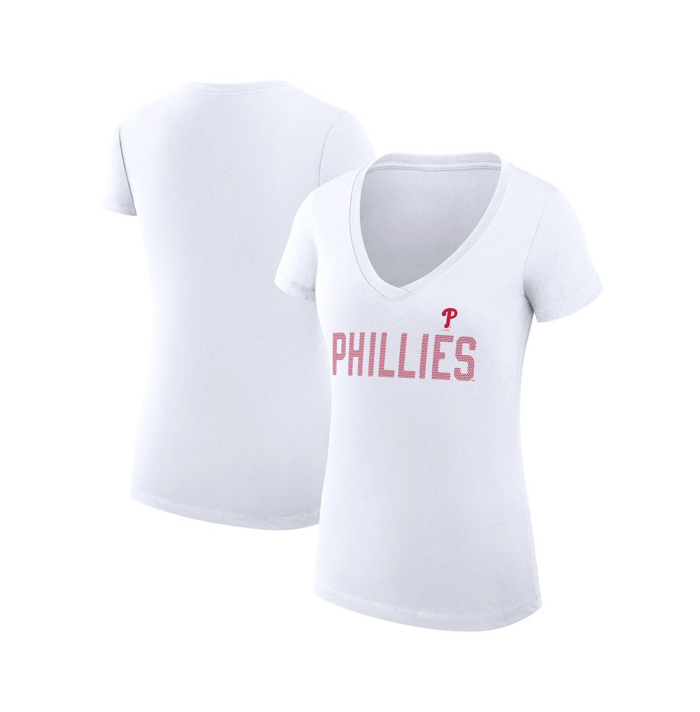 Женская футболка G-III 4Her by Carl Banks White Philadelphia Phillies Super-Slim Fit Lightweight Dot Print V-Neck — фото 1
