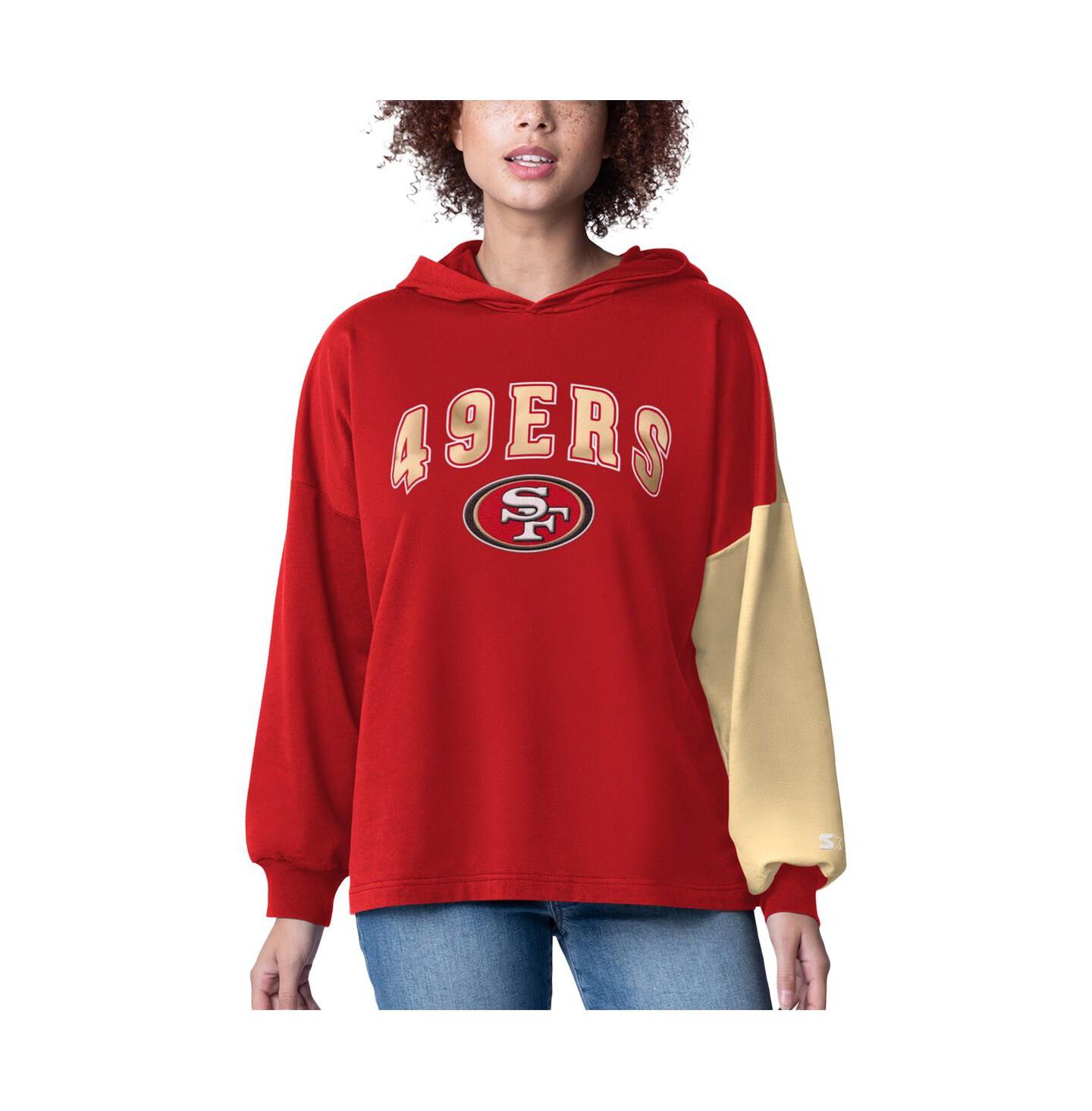 Женское худи Starter Scarlet San Francisco 49ers Power Move Long Sleeve Pullover — фото 1