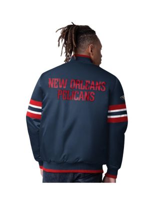 Men's Navy New Orleans Pelicans Scout Varsity Satin Full-Snap Jacket