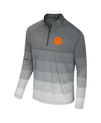 Men's Gray Clemson Tigers AI Striped Mesh Quarter-Zip Raglan Windshirt