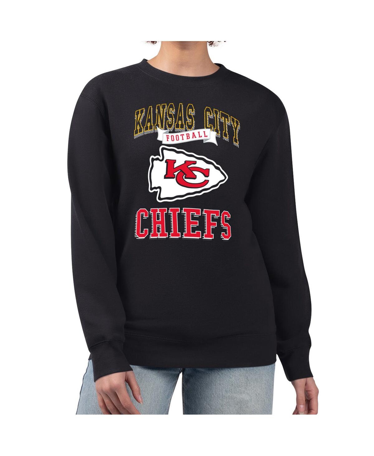 G-iii 4her By Carl Banks Women's Black Kansas City Chiefs Team Logo Graphic Tri-blend Pullover Sweatshirt