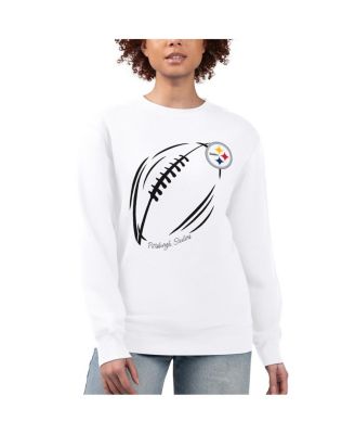 G-III 4Her by Carl Banks - Women's White Pittsburgh Steelers Football Logo Graphic Fleece Tri-Blend Pullover Sweatshirt