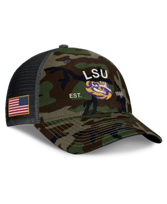 Nike - Men's Camo LSU Tigers 2025 Military Appreciation Rise Adjustable Trucker Hat