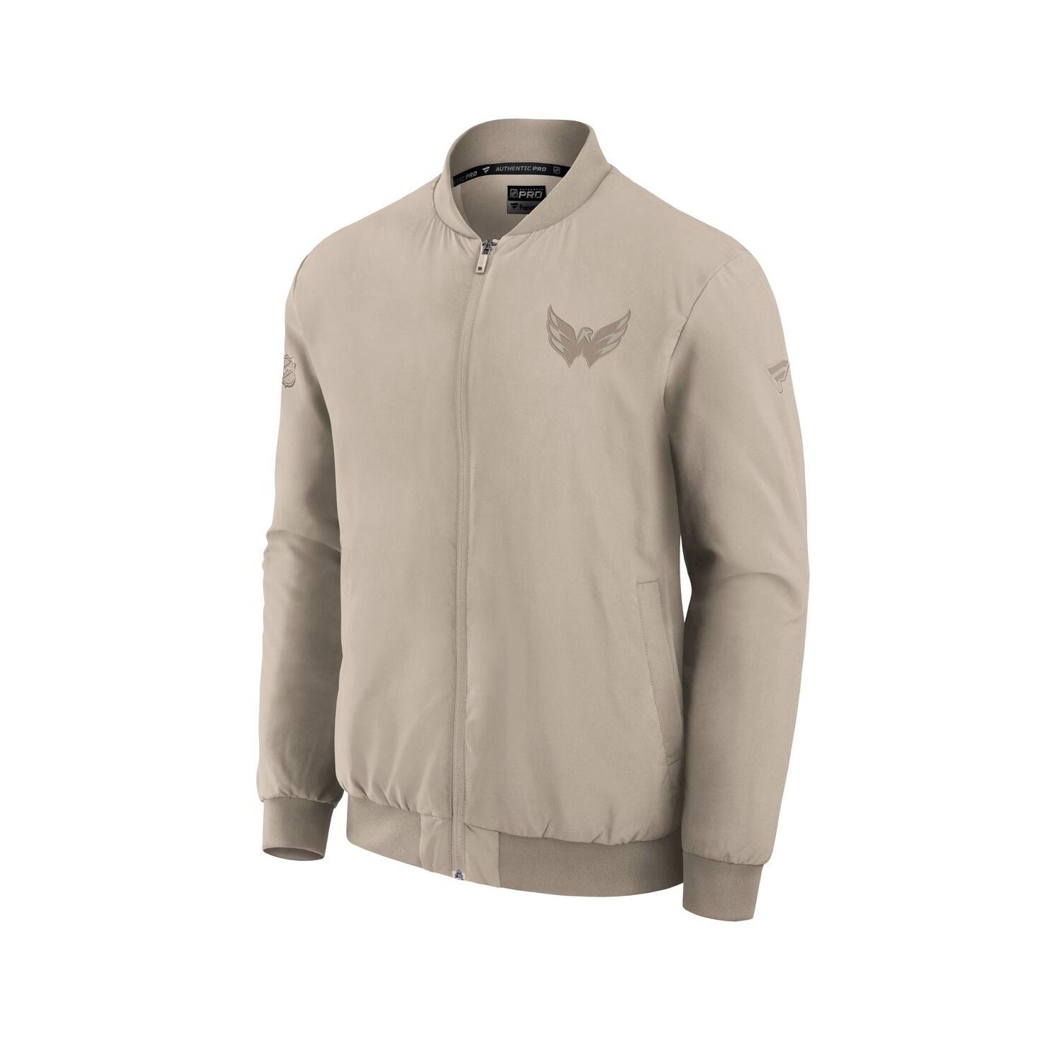 Men's Tan Washington Capitals Authentic Pro Road Lightweight Full-Zip Bomber Jacket