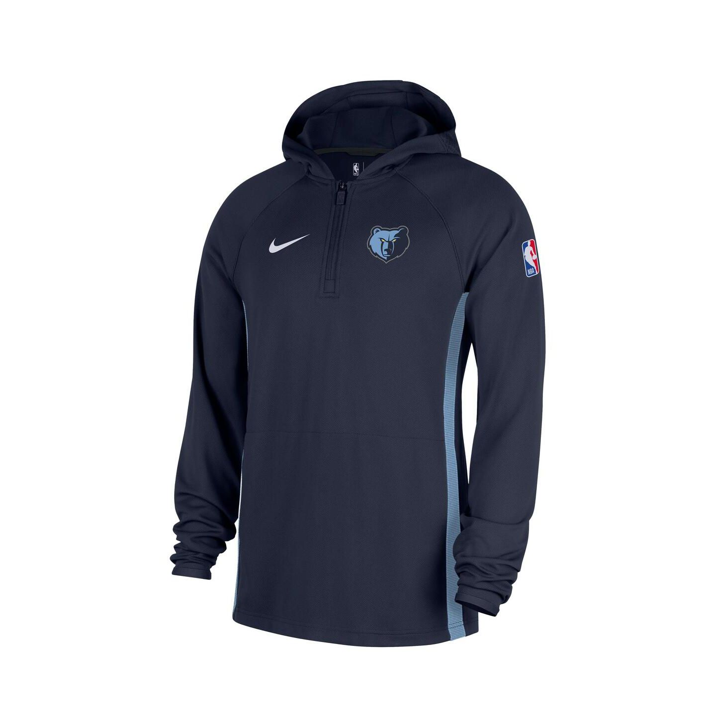 Мужская куртка Nike Navy Memphis Grizzlies Authentic On Court Zone Quarter-Zip Dri-FIT Hoodie Jacket — фото 2