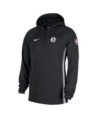 Men's Black Brooklyn Nets Authentic On Court Zone Quarter-Zip Dri-FIT Hoodie Jacket
