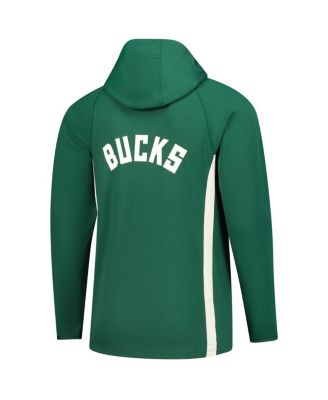 Men's Hunter Green Milwaukee Bucks Authentic On Court Zone Quarter-Zip Dri-FIT Hoodie Jacket