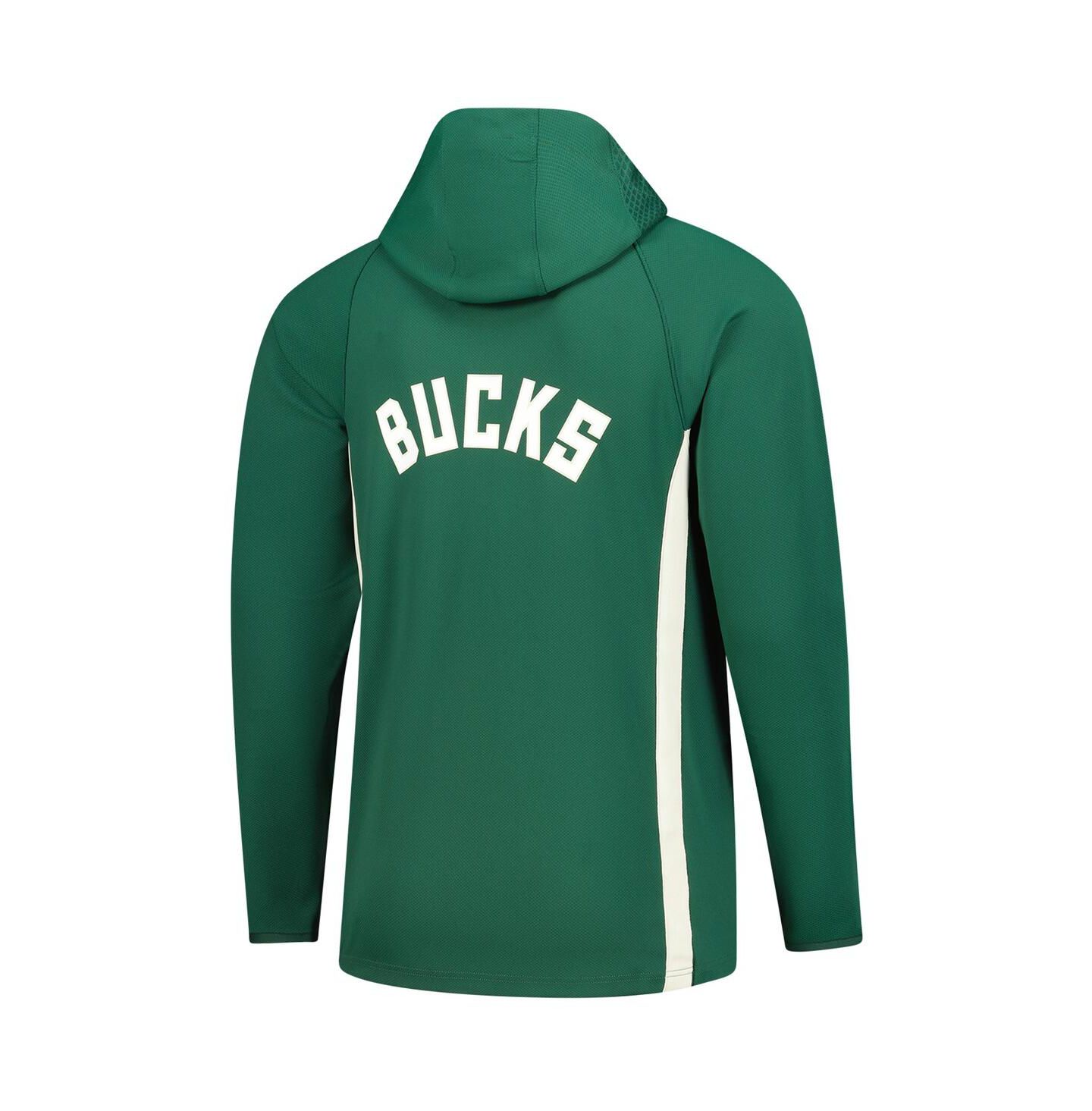 Мужская куртка Nike Hunter Green Milwaukee Bucks Authentic On Court Zone Quarter-Zip Dri-FIT Hoodie Jacket — фото 3