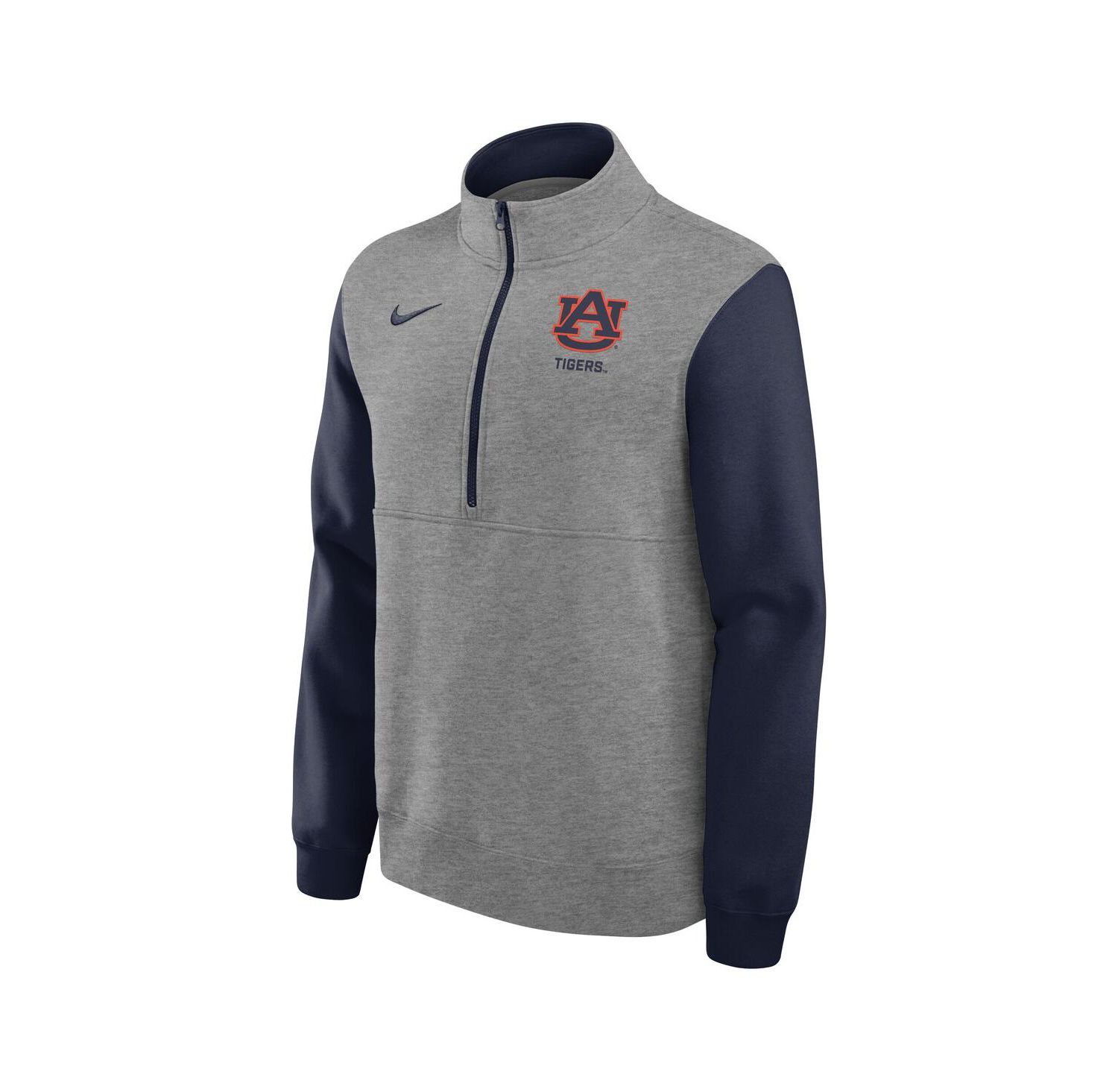 Men's Heather Gray Auburn Tigers Club Fleece Half-Zip Pullover Sweatshirt