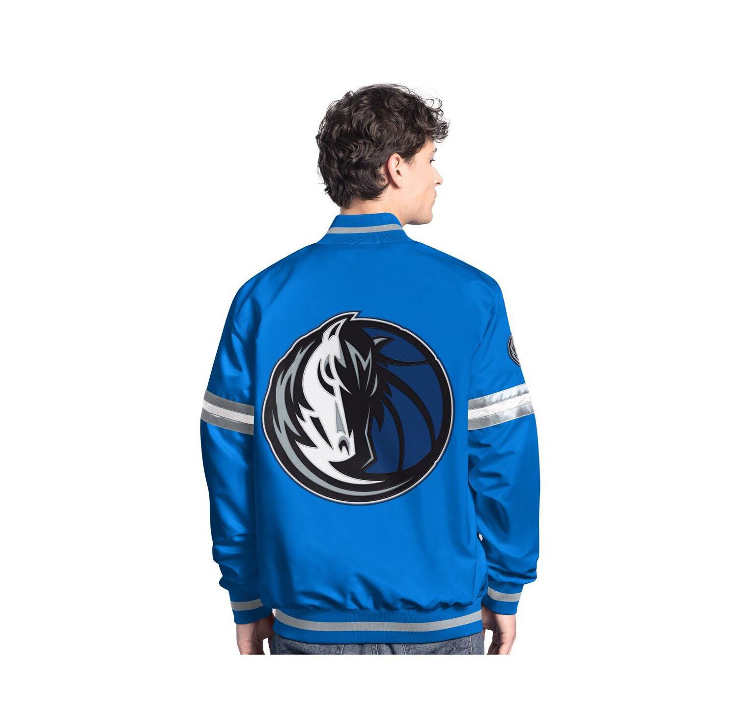 Men's Blue/Silver Dallas Mavericks Scout Full snap Varsity Jacket