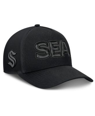 Men's Black Seattle Kraken Authentic Pro Road Team Code Trucker Adjustable Hat