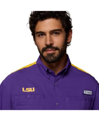 Men's Purple LSU Tigers Tamiami Color Block Omni-Shade Button-Down Shirt