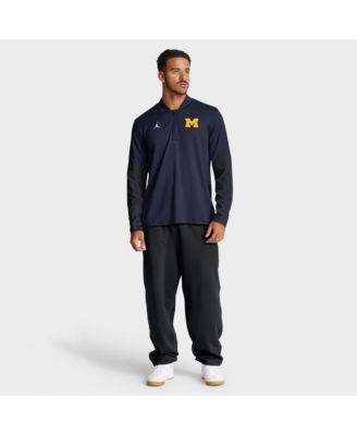 Men's Navy Michigan Wolverines Sideline Dri-FIT Half-Zip Pullover Sweatshirt