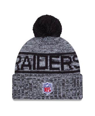 Men's Black Las Vegas Raiders 2025 Sideline Cold Weather Cuffed Pom with Knit Hat