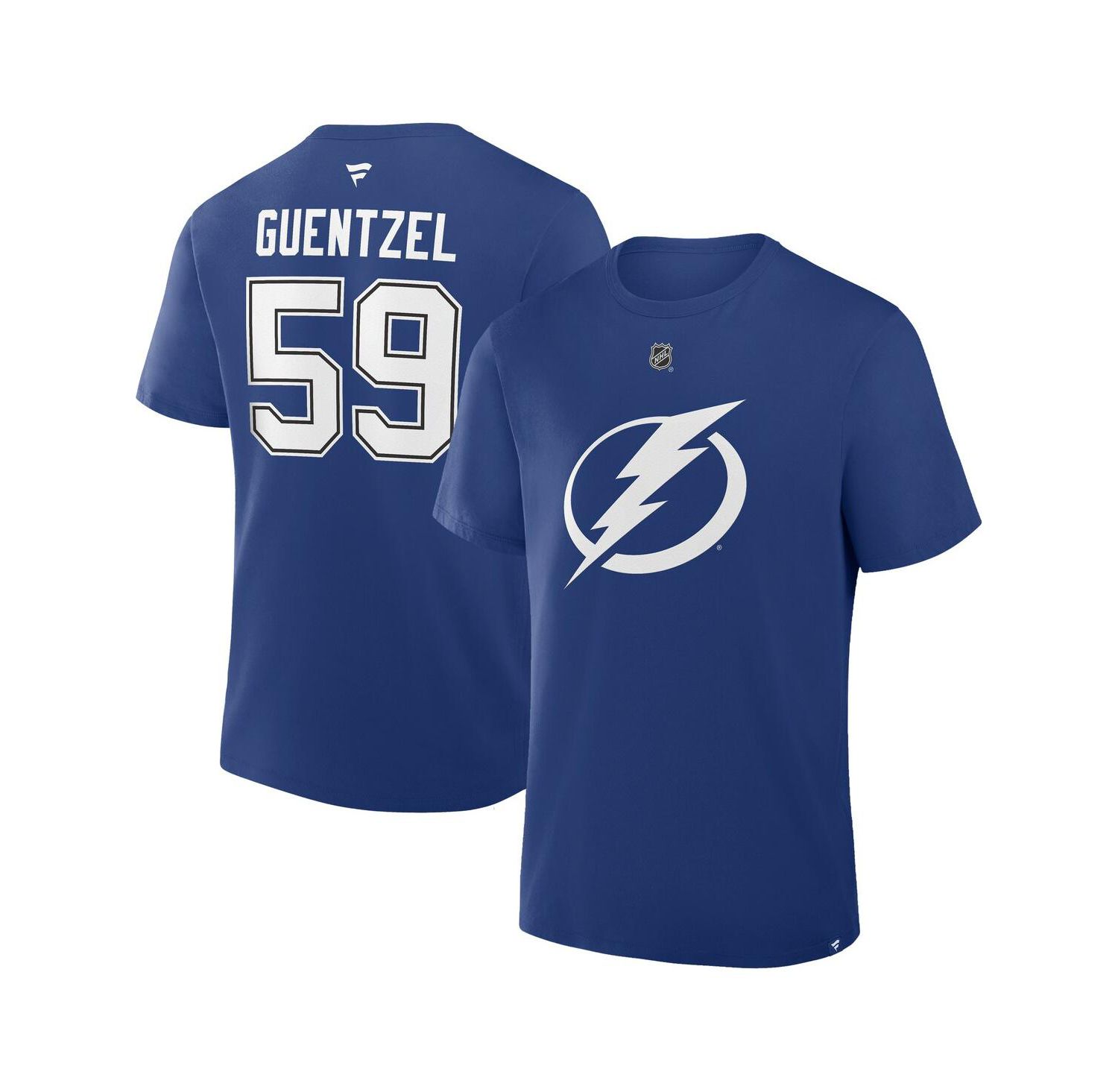 Men's Jake Guentzel Blue Tampa Bay Lightning Authentic Stack Name and Number T-Shirt