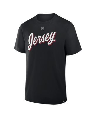 Men's Jack Hughes Black New Jersey Devils Authentic Stack Name Number T-Shirt