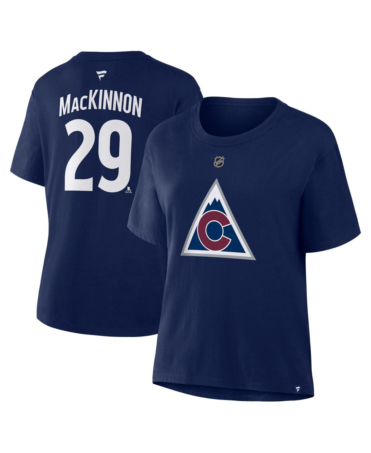Fanatics Women's Nathan Mackinnon Athletic Navy Colorado Avalanche Authentic Stack Name Number T-shirt In Blue