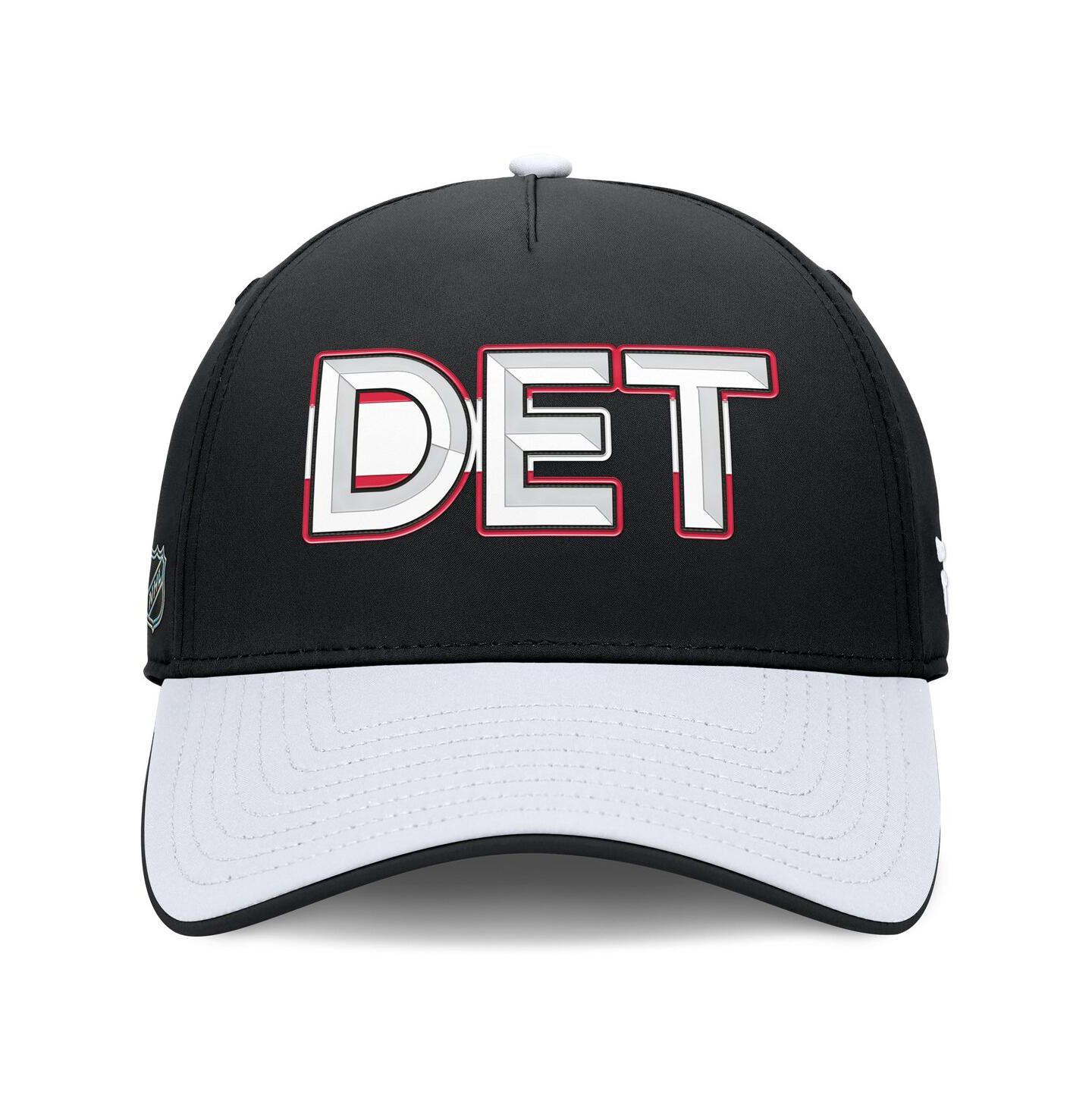 Мужская кепка Fanatics Black/White Detroit Red Wings Authentic Pro Rink Team Code Flex Hat — фото 3