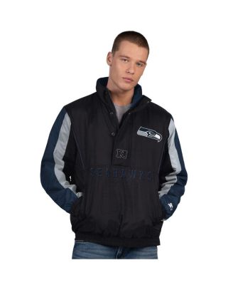 Starter - Men's Black Seattle Seahawks Thursday Night Gridiron Half-Zip Jacket