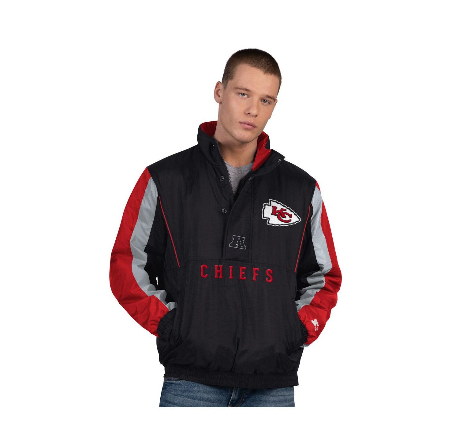 Men's Black Kansas City Chiefs Thursday Night Gridiron Half-Zip Jacket