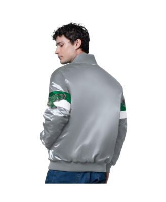Men's Silver Philadelphia Eagles Triple Option Full-Snap Varsity with Logo Jacket
