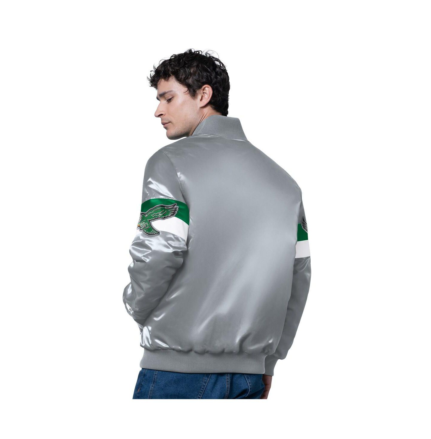 Мужская куртка Starter Silver Philadelphia Eagles Triple Option Full-Snap Varsity with Logo — фото 2
