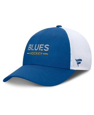 Men's Blue/White St. Louis Blues Authentic Pro Rink Lockup Adjustable Trucker Hat
