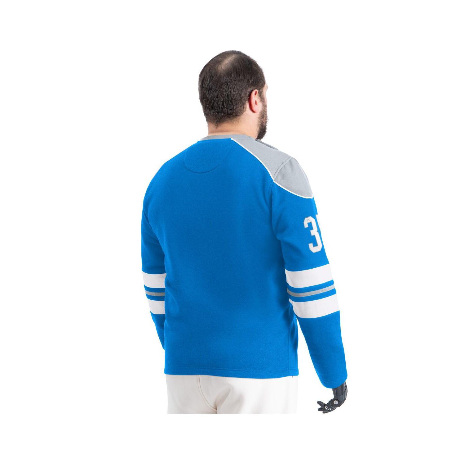 Men's Blue Detroit Lions Adaptive Lord Stanley Crewneck Sweatshirt