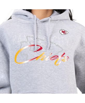 Women's Gray Kansas City Chiefs Shadow Logo Fleece Pullover Hoodie
