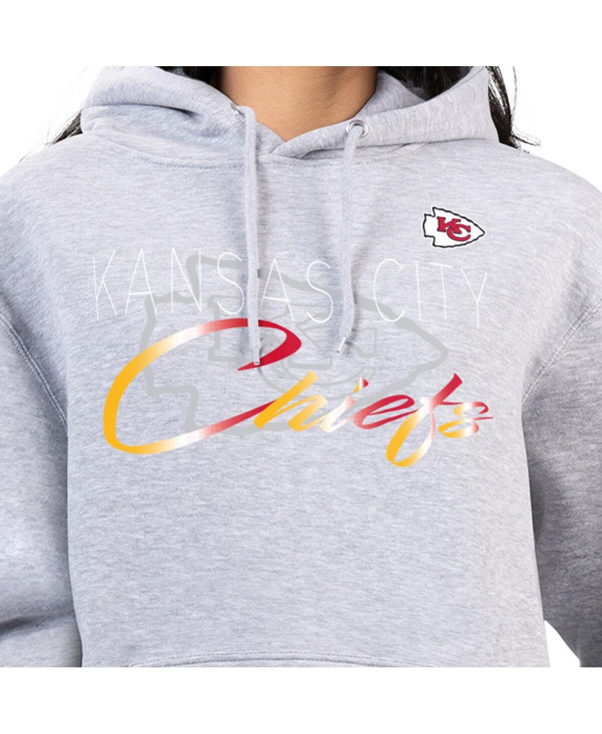 G-iii 4her By Carl Banks Women's Gray Kansas City Chiefs Shadow Logo Fleece Pullover Hoodie In Gray