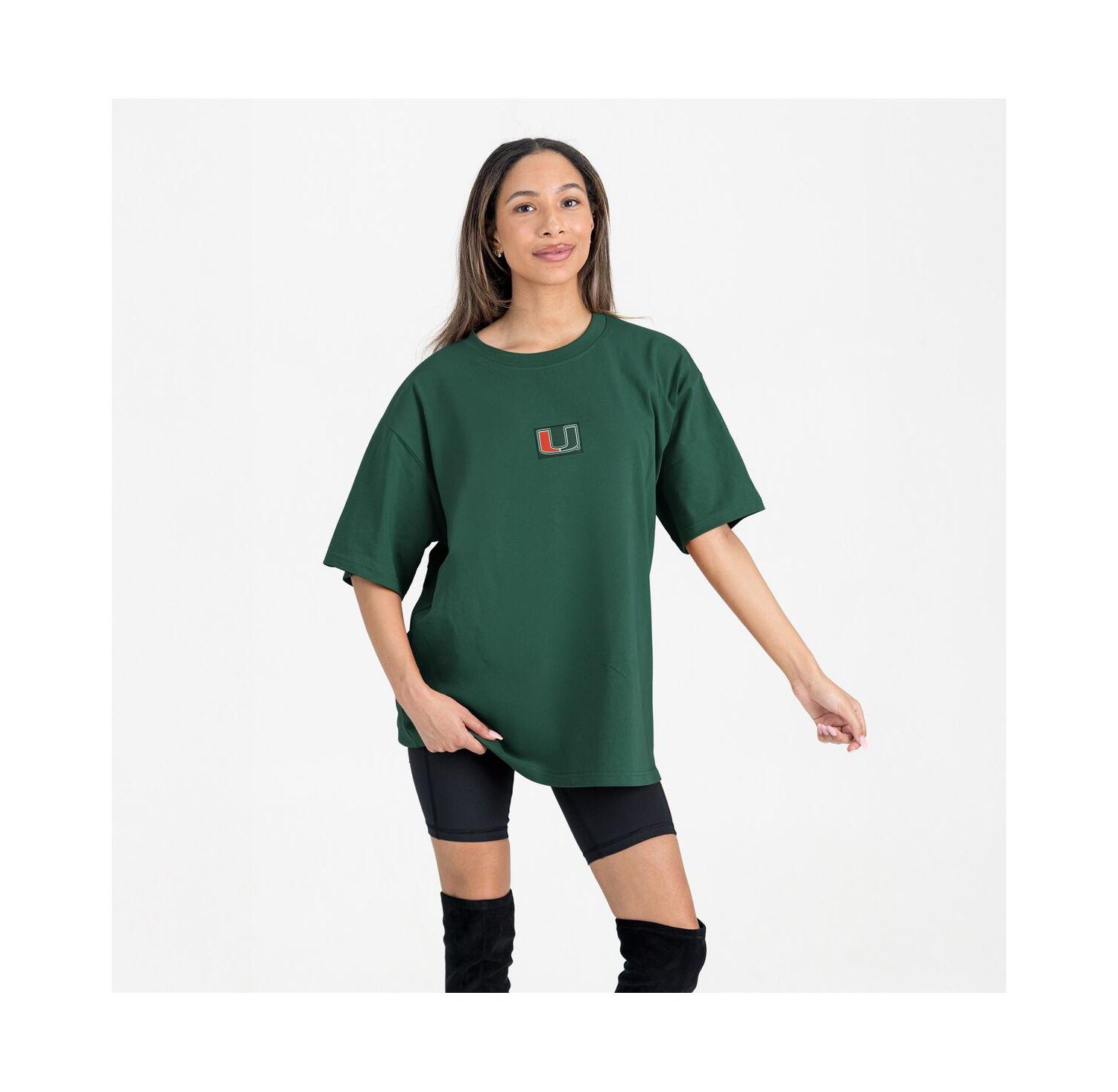 Women's Green Miami Hurricanes Oversized Back at Ya T-Shirt