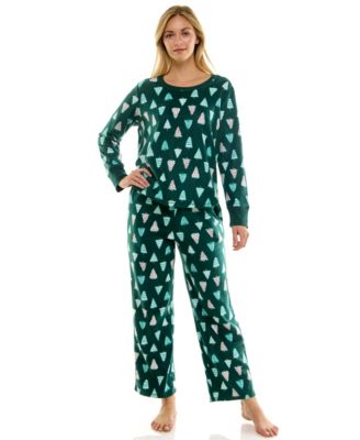 Women's 2-Piece Printed Long-Sleeve Top and Straight Leg Pants